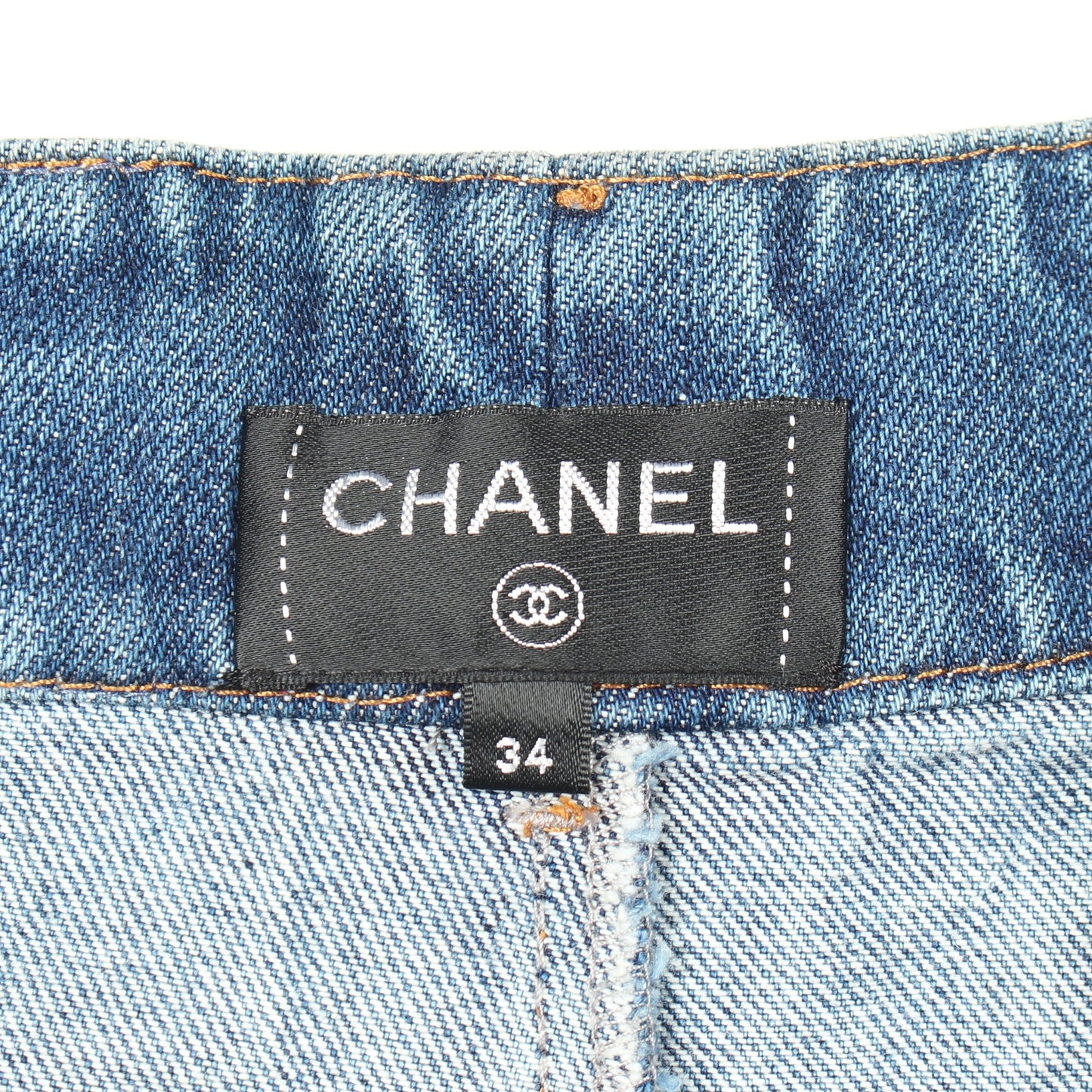 ココマークボタン ショート デニムパンツ コットン ブルー シャネル