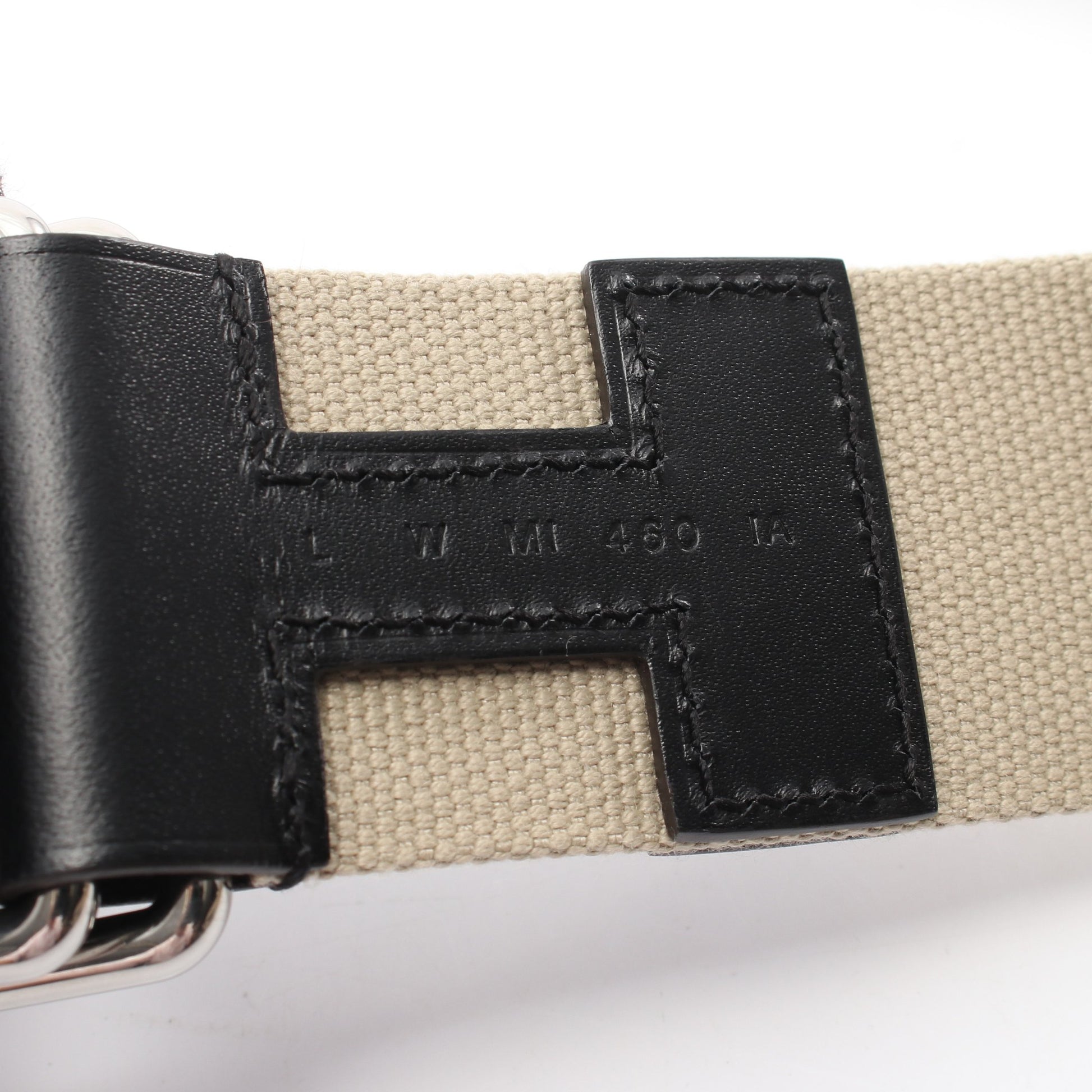 ノマド40 ベルト キャンバス レザー ベージュ ブラック シルバー金具 W刻印 エルメス 財布・小物 HERMES