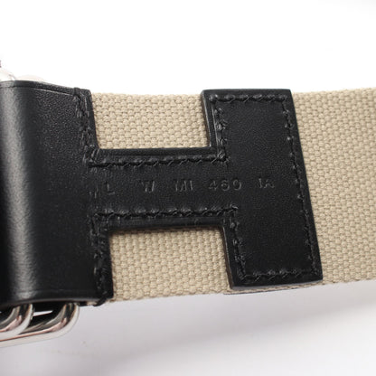 ノマド40 ベルト キャンバス レザー ベージュ ブラック シルバー金具 W刻印 エルメス 財布・小物 HERMES