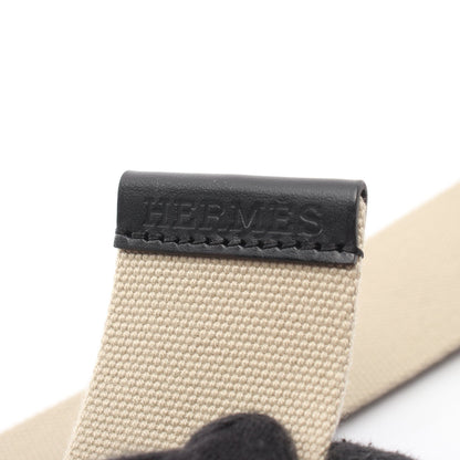 ノマド40 ベルト キャンバス レザー ベージュ ブラック シルバー金具 W刻印 エルメス 財布・小物 HERMES