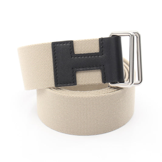 ノマド40 ベルト キャンバス レザー ベージュ ブラック シルバー金具 W刻印 エルメス 財布・小物 HERMES