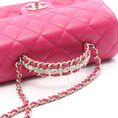 マトラッセ トップハンドル チェーンショルダーバッグ ラムスキン ピンクパープル ゴールド金具 シャネル バッグ CHANEL