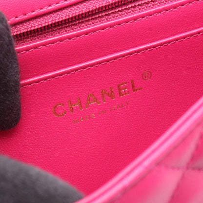 マトラッセ トップハンドル チェーンショルダーバッグ ラムスキン ピンクパープル ゴールド金具 シャネル バッグ CHANEL