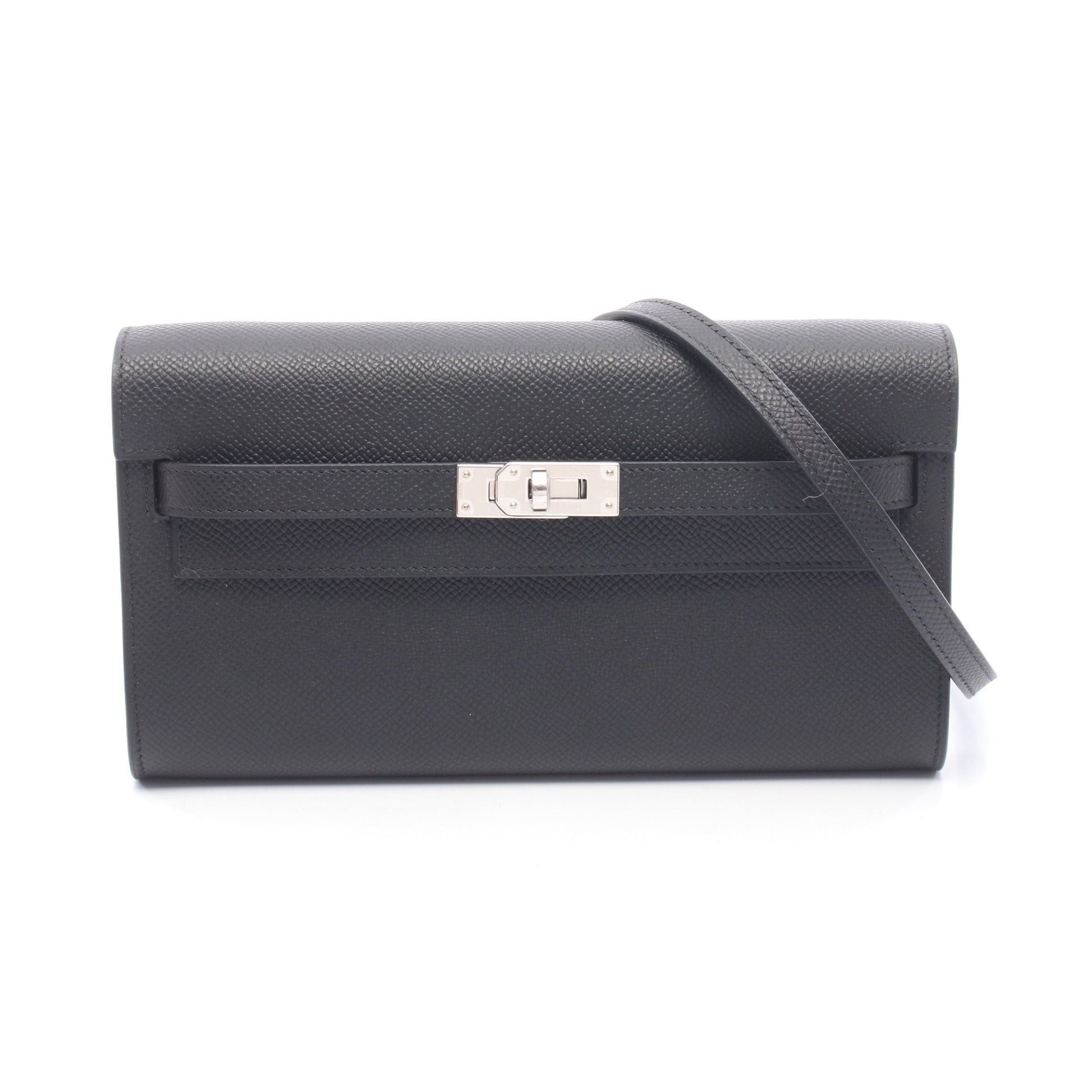 ケリートゥーゴー ショルダーウォレット ヴォーエプソン ブラック シルバー金具 K刻印 エルメス バッグ HERMES