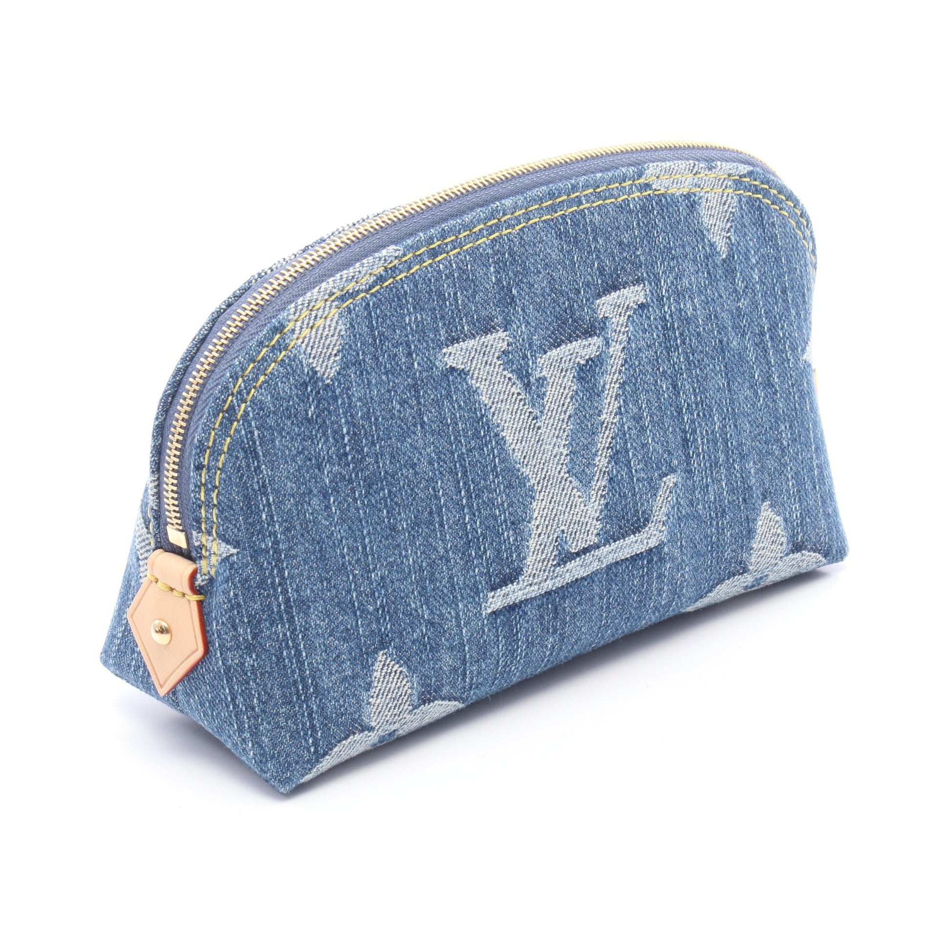 ポシェット コスメティックPM モノグラムデニム ポーチ デニム レザー ブルー ルイヴィトン 財布・小物 LOUIS VUITTON