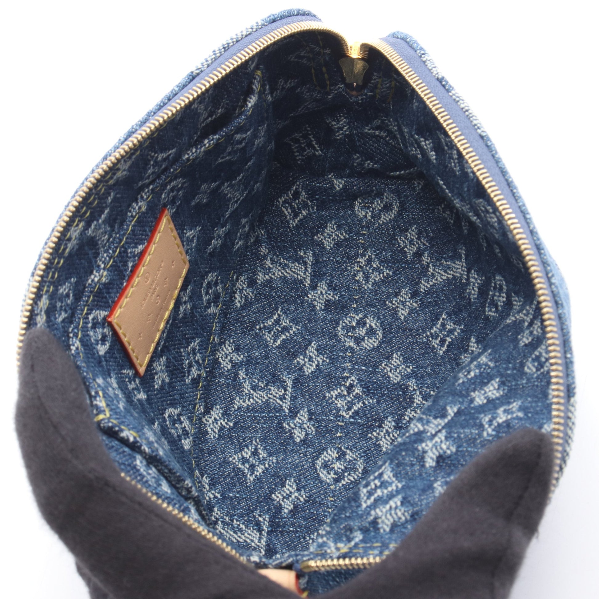 ポシェット コスメティックPM モノグラムデニム ポーチ デニム レザー ブルー ルイヴィトン 財布・小物 LOUIS VUITTON