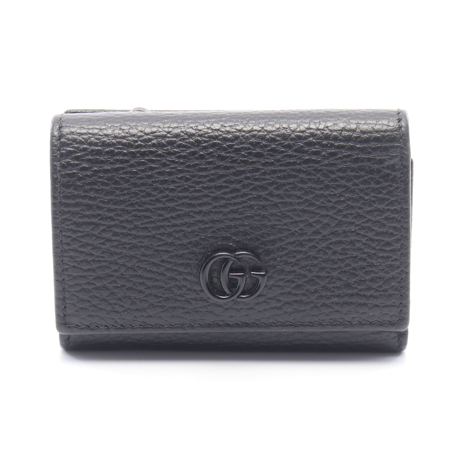 GGマーモント ミディアム ウォレット 三つ折り財布 レザー ブラック グッチ 財布・小物 GUCCI