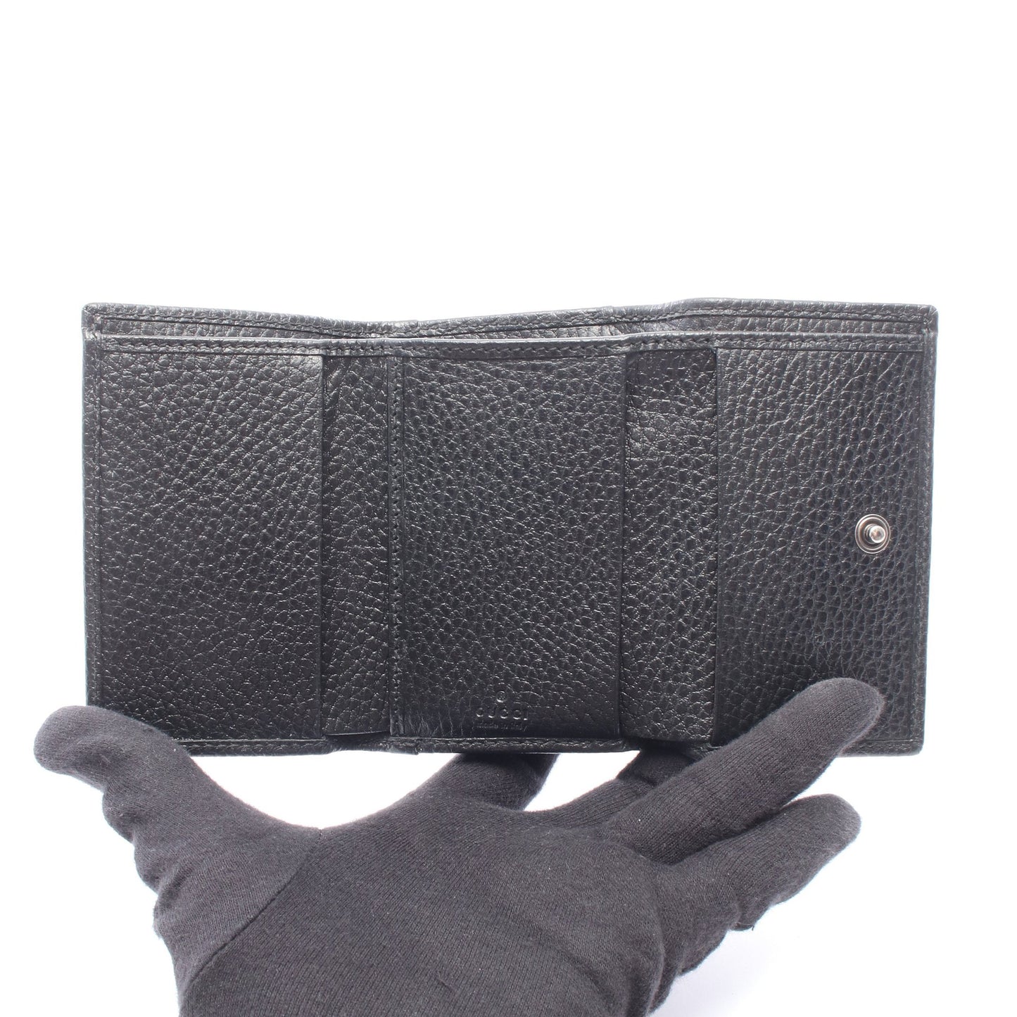 GGマーモント ミディアム ウォレット 三つ折り財布 レザー ブラック グッチ 財布・小物 GUCCI