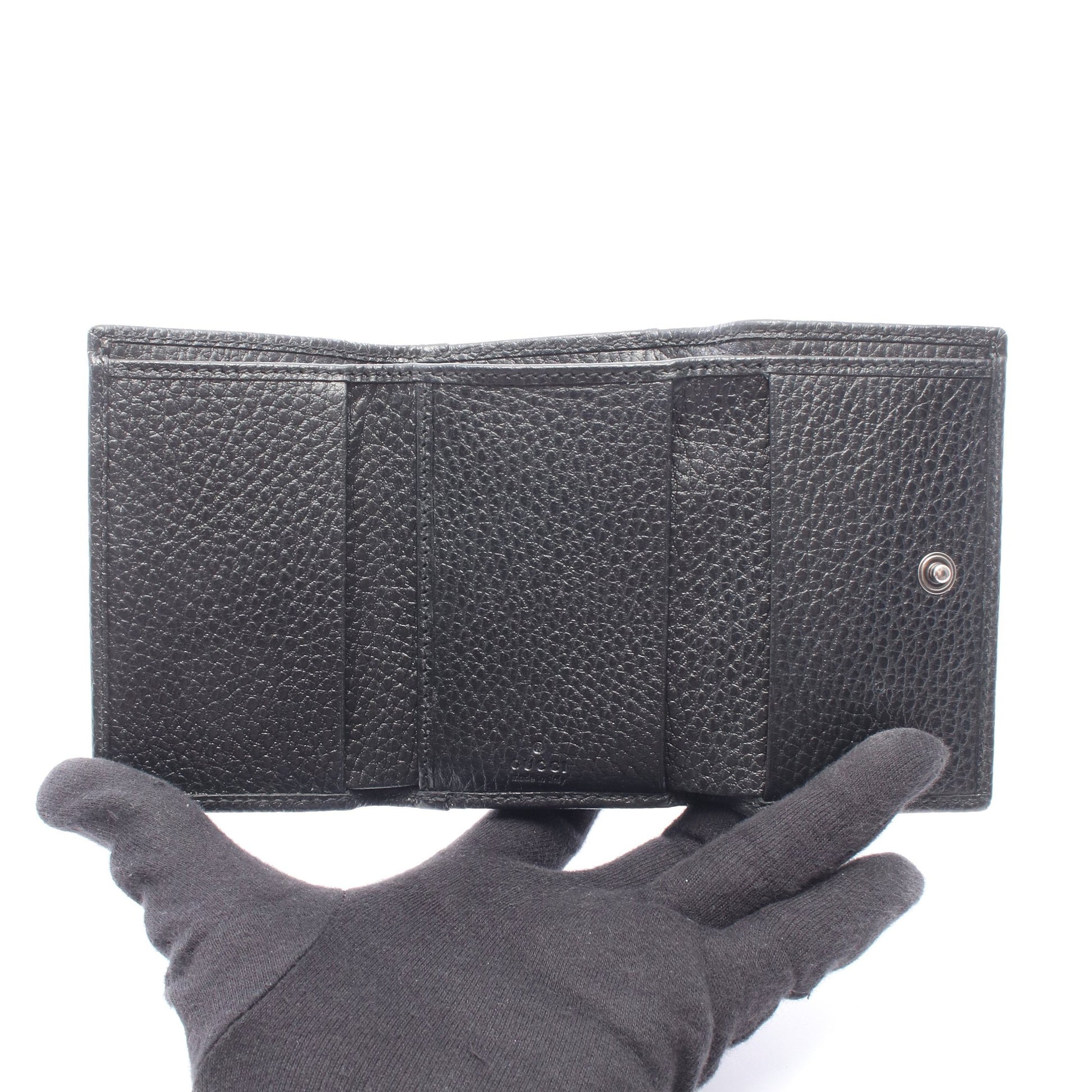 GGマーモント ミディアム ウォレット 三つ折り財布 レザー ブラック グッチ 財布・小物 GUCCI