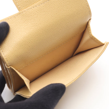 クラシック スモール フラップ ウォレット マトラッセ 三つ折り財布 キャビアスキン ベージュ ゴールド金具 シャネル 財布・小物 CHANEL