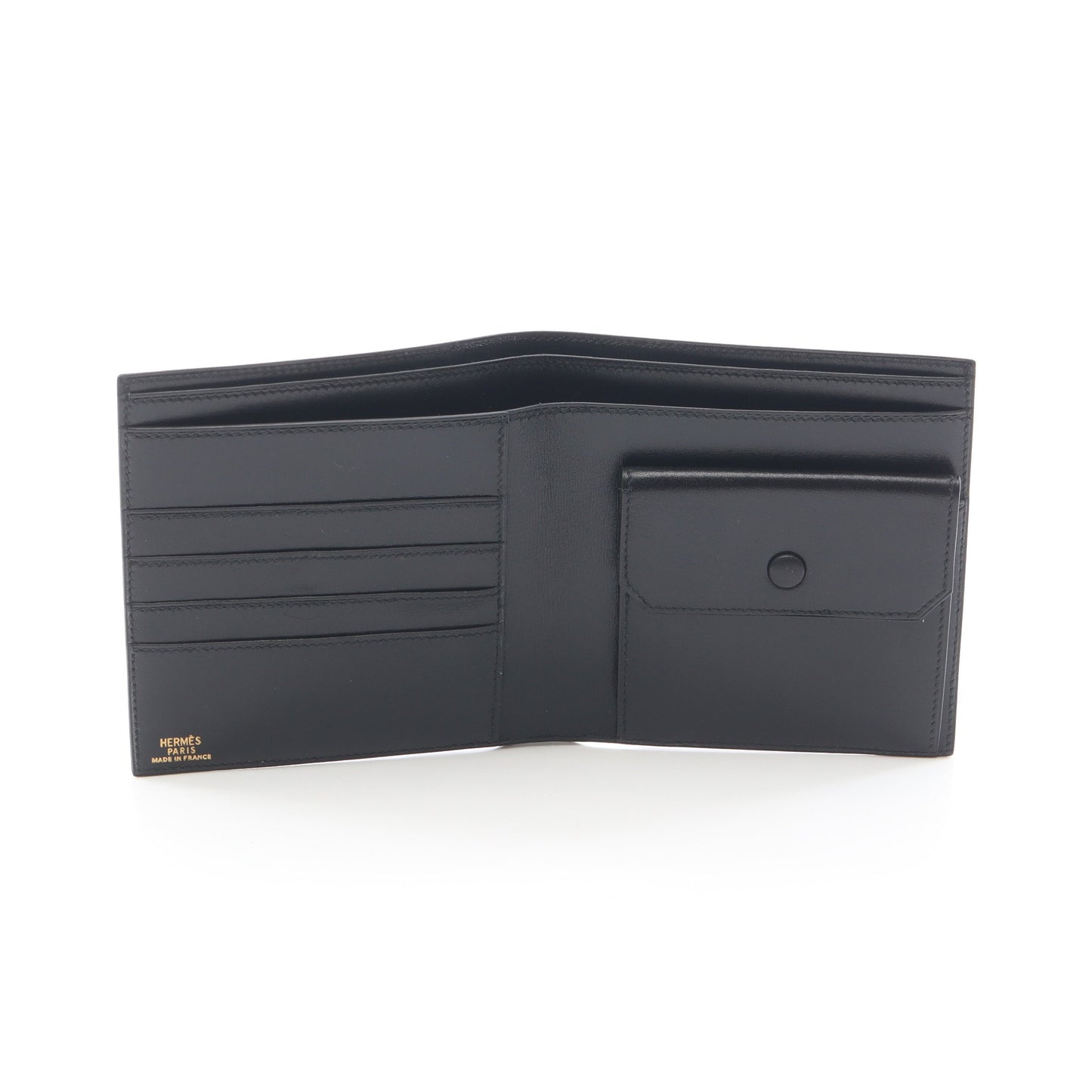 二つ折り財布 ボックスカーフ ブラック ○X刻印 エルメス 財布・小物 HERMES