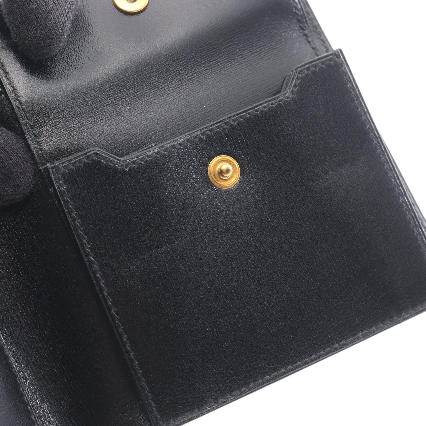 二つ折り財布 ボックスカーフ ブラック ○X刻印 エルメス 財布・小物 HERMES
