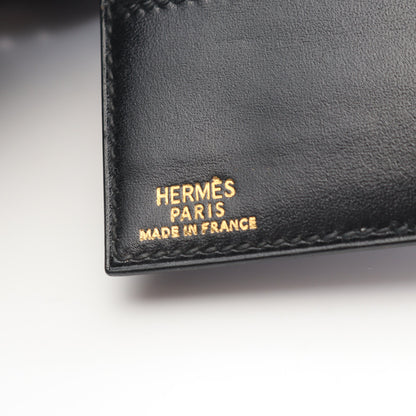 二つ折り財布 ボックスカーフ ブラック ○X刻印 エルメス 財布・小物 HERMES