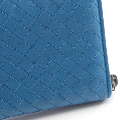 イントレチャート ラウンドファスナー長財布 レザー ブルー ボッテガヴェネタ 財布・小物 BOTTEGA VENETA