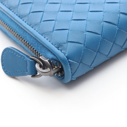 イントレチャート ラウンドファスナー長財布 レザー ブルー ボッテガヴェネタ 財布・小物 BOTTEGA VENETA