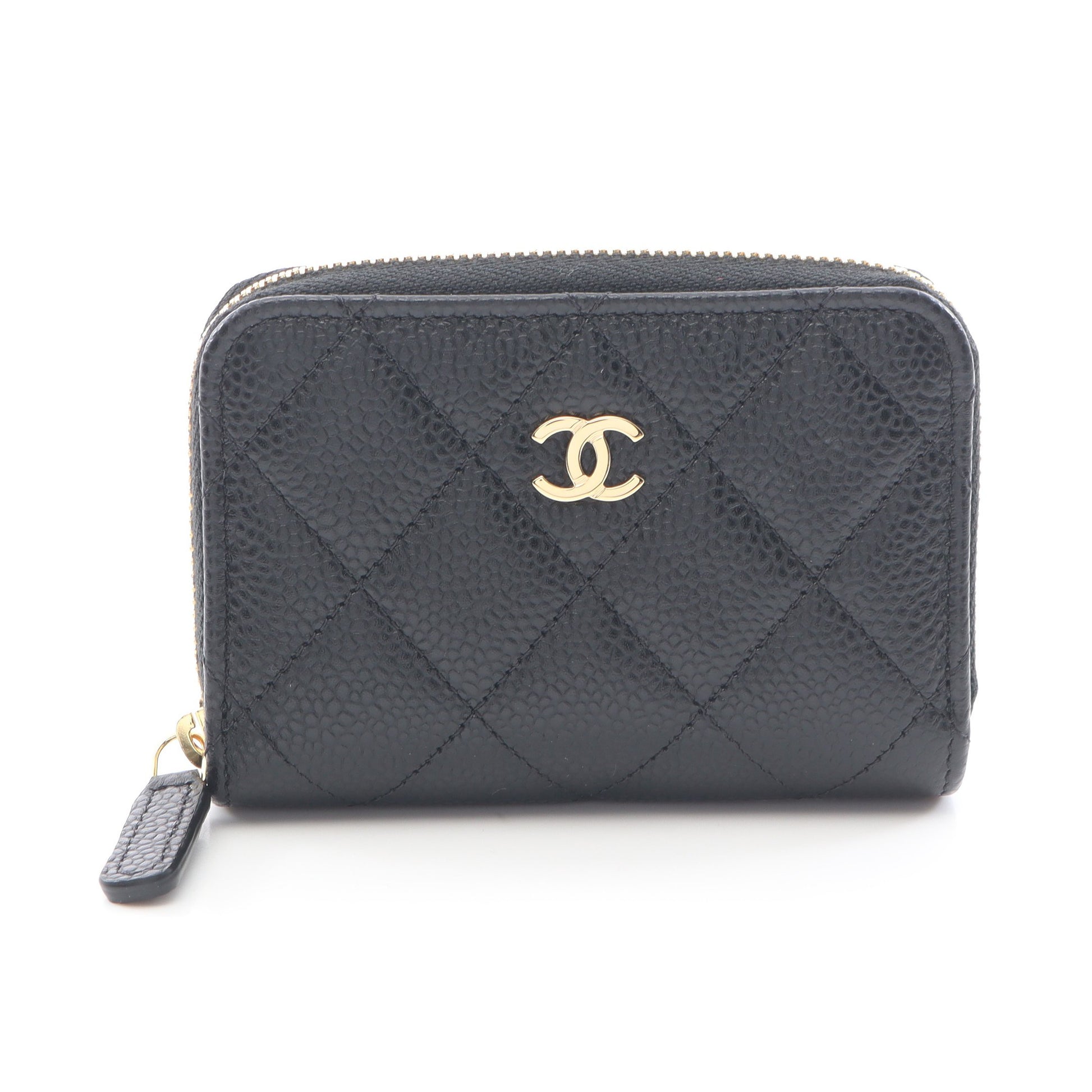 クラシック ジップ コインパース マトラッセ コインケース キャビアスキン ブラック ゴールド金具 シャネル 財布・小物 CHANEL