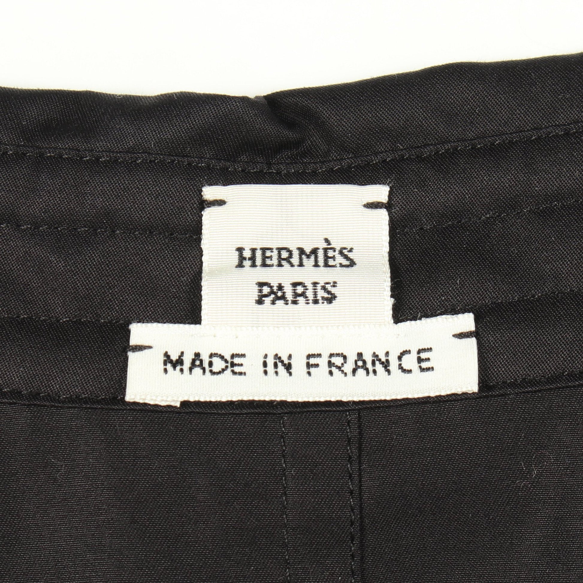 ジップアップ フリルシャツ ブラウス コットン ブラック エルメス トップス HERMES
