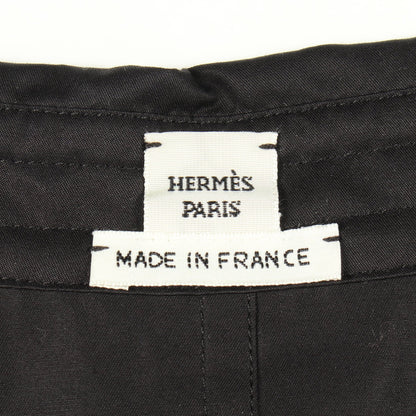 ジップアップ フリルシャツ ブラウス コットン ブラック エルメス トップス HERMES