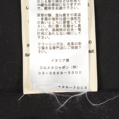 セリエボタン フード付き ジレ コート レザー ブラック エルメス アウター HERMES