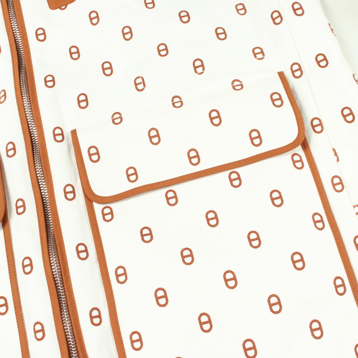 シェーヌダンクル リバーシブル コート コットン ホワイト ブラウン エルメス アウター HERMES