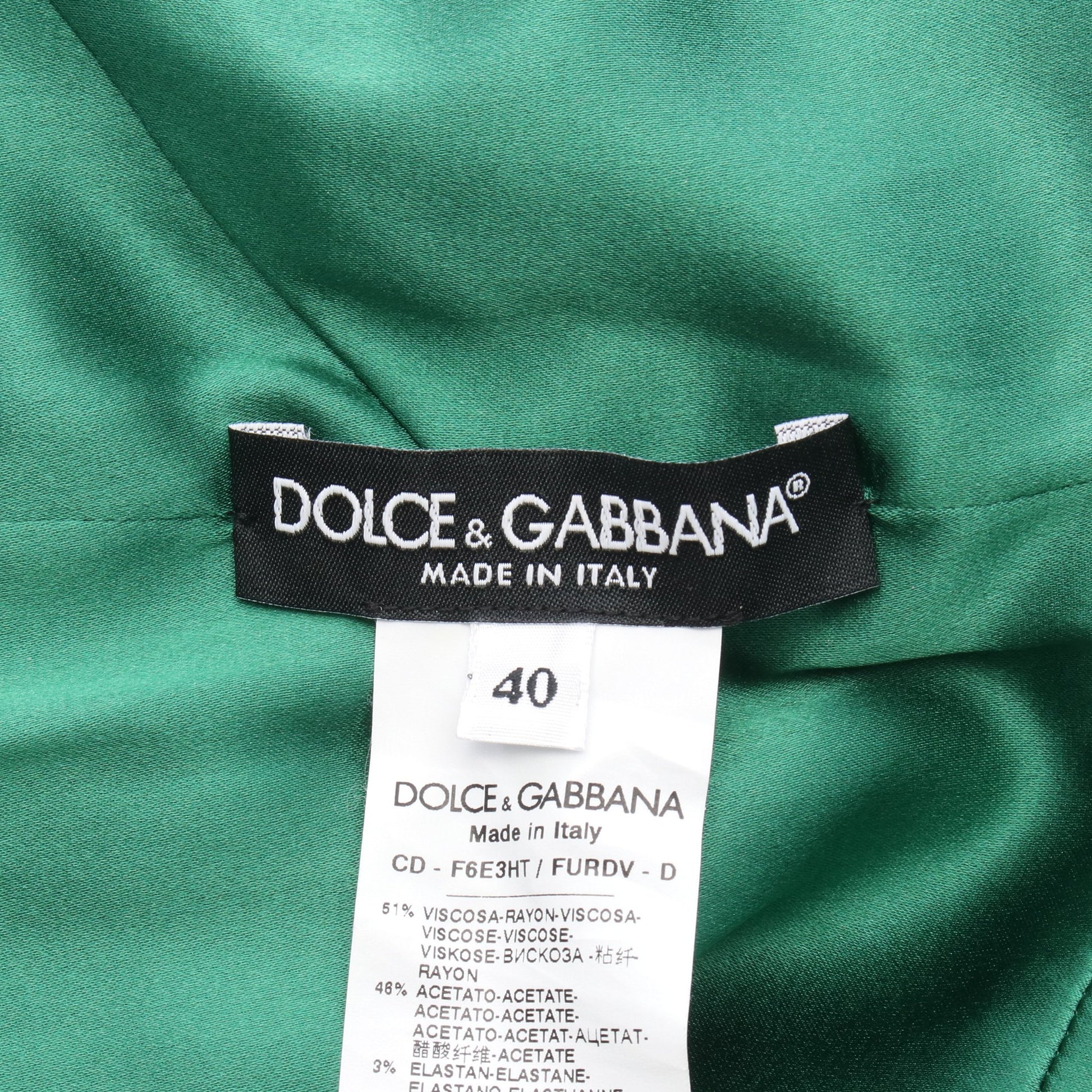 マーメイド 半袖 ドレスワンピース レーヨン グリーン ドルチェアンドガッバーナ ワンピース DOLCE&GABBANA