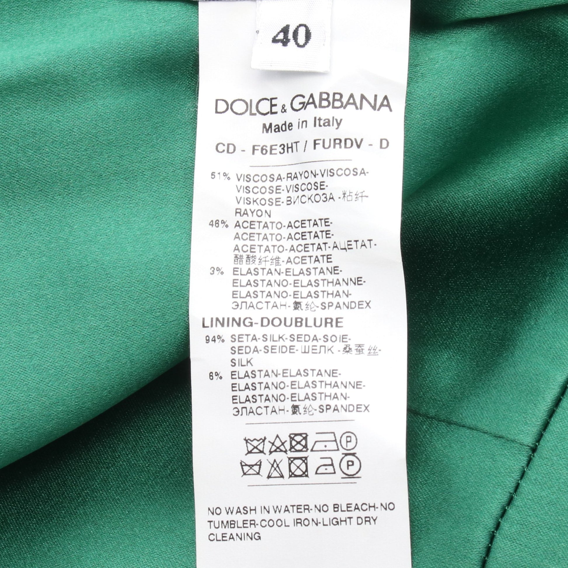 マーメイド 半袖 ドレスワンピース レーヨン グリーン ドルチェアンドガッバーナ ワンピース DOLCE&GABBANA