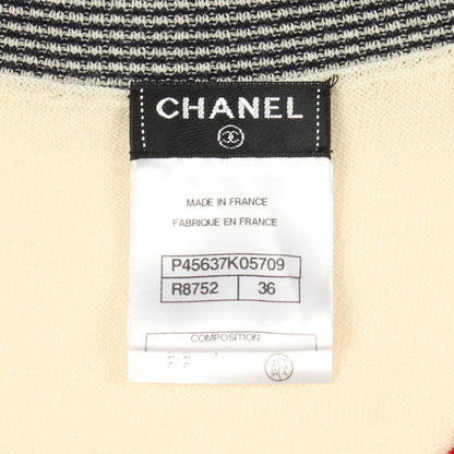 ココマーク ストライプ Vネック ニット ウール コットン アイボリー ブラック レッド シャネル トップス CHANEL