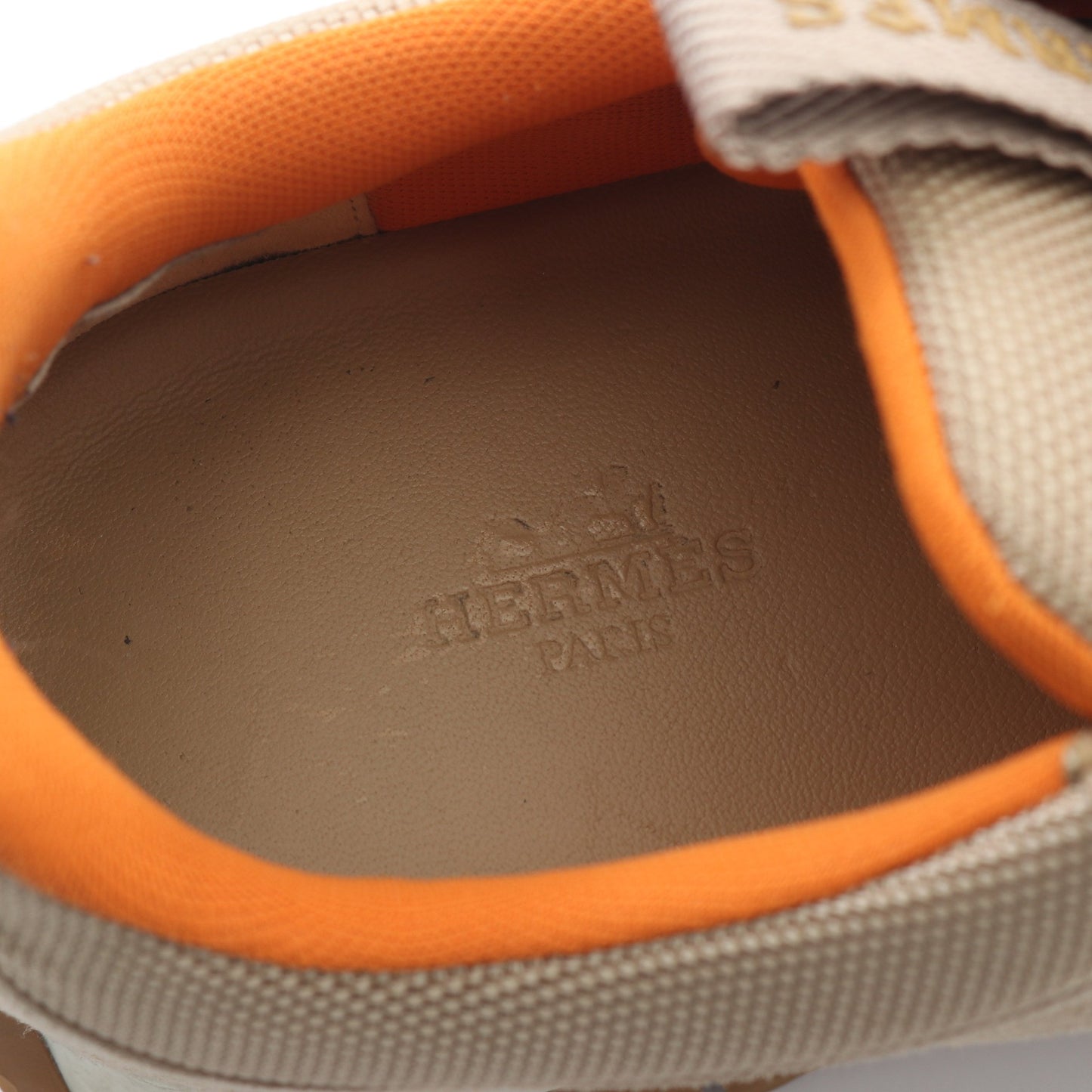 ジミー スニーカー スエード ファブリック ベージュ オレンジ エルメス シューズ HERMES