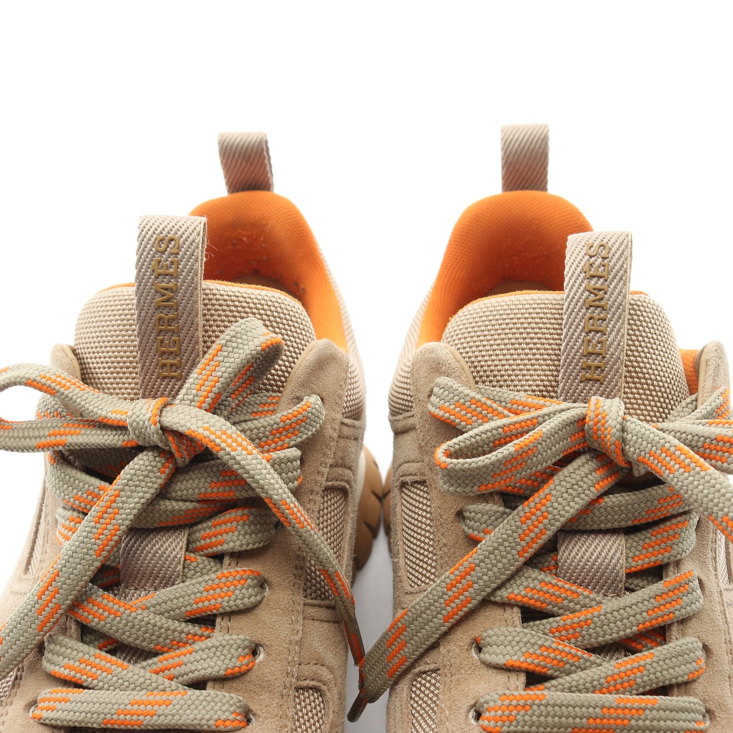 ジミー スニーカー スエード ファブリック ベージュ オレンジ エルメス シューズ HERMES