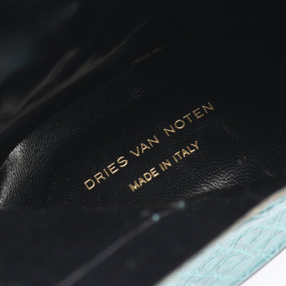 クロコ型押し アンクル ブーツ レザー ターコイズブルー ドリスヴァンノッテン シューズ DRIES VAN NOTEN