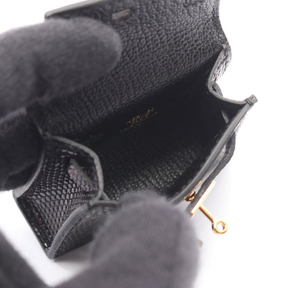 ケリーツイリー バッグチャーム リザード シルク ブラック マルチカラー ゴールド金具 Z刻印 エルメス 財布・小物 HERMES