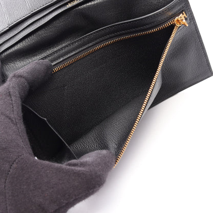 ベアンスフレ 二つ折り長財布 アリゲーターリセ ブラック ゴールド金具 D刻印 エルメス 財布・小物 HERMES