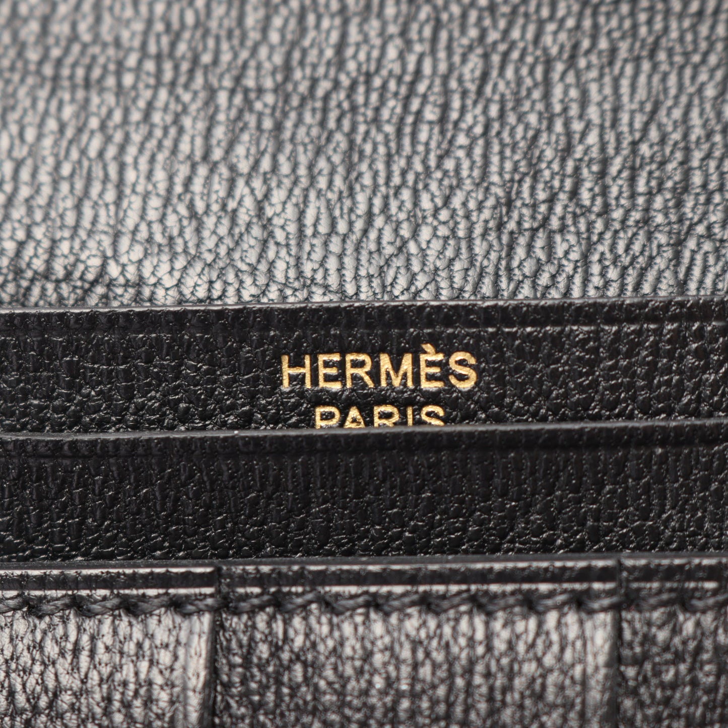 ベアンスフレ 二つ折り長財布 アリゲーターリセ ブラック ゴールド金具 D刻印 エルメス 財布・小物 HERMES