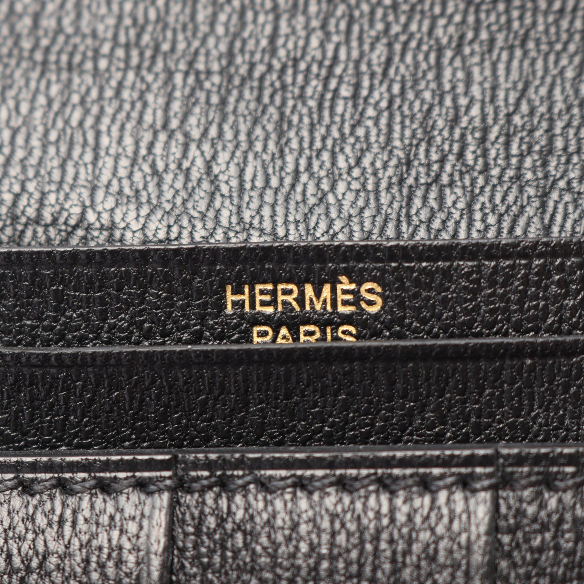 ベアンスフレ 二つ折り長財布 アリゲーターリセ ブラック ゴールド金具 D刻印 エルメス 財布・小物 HERMES