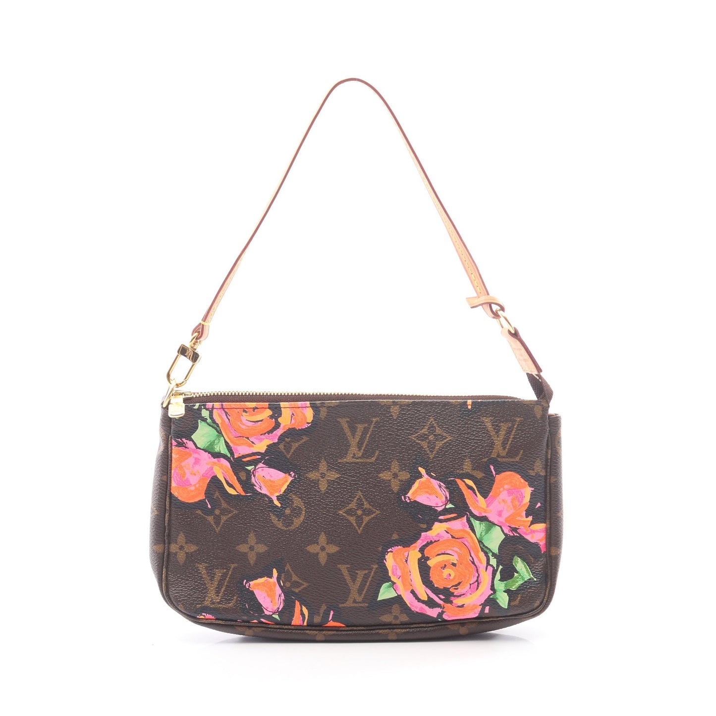 ポシェット アクセソワール モノグラムローズ ハンドバッグ PVC レザー ブラウン マルチカラー ルイヴィトン バッグ LOUIS VUITTON