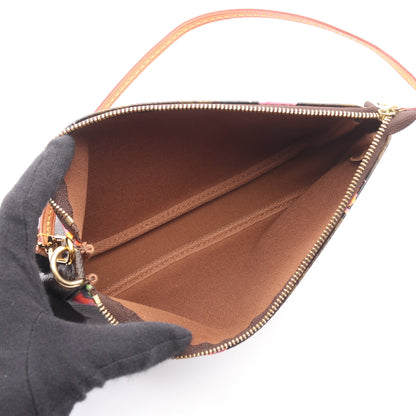 ポシェット アクセソワール モノグラムローズ ハンドバッグ PVC レザー ブラウン マルチカラー ルイヴィトン バッグ LOUIS VUITTON