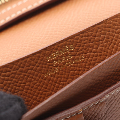 ベアンコンパクト ゴールド 二つ折り財布 ヴォーエプソン ブラウン ゴールド金具 Z刻印 エルメス 財布・小物 HERMES