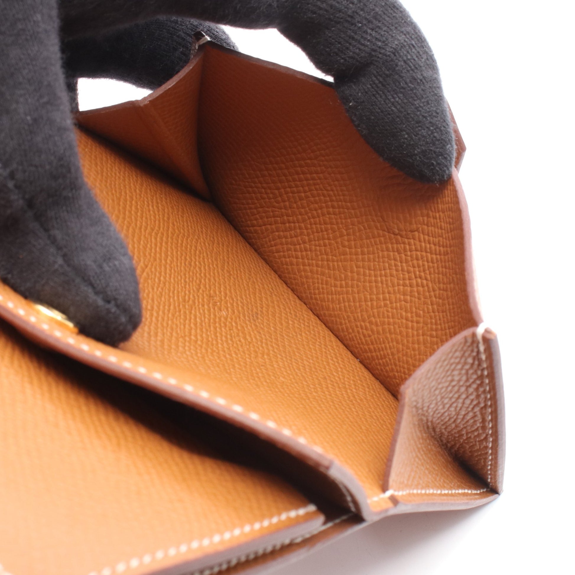 ベアンミニ ゴールド カードケース ヴォーエプソン ブラウン ゴールド金具 G刻印 エルメス 財布・小物 HERMES