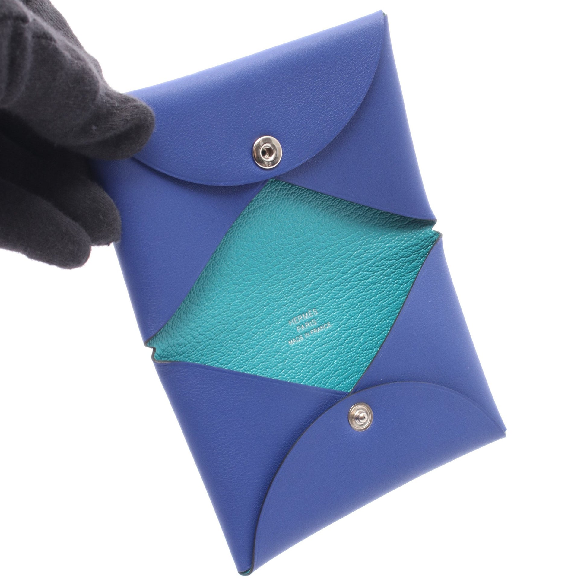 カルヴィ ヴェルソ ブルーロワイヤル ミント コインケース ヴォースイフト シェーブル ブルー シルバー金具 B刻印 エルメス 財布・小物 HERMES