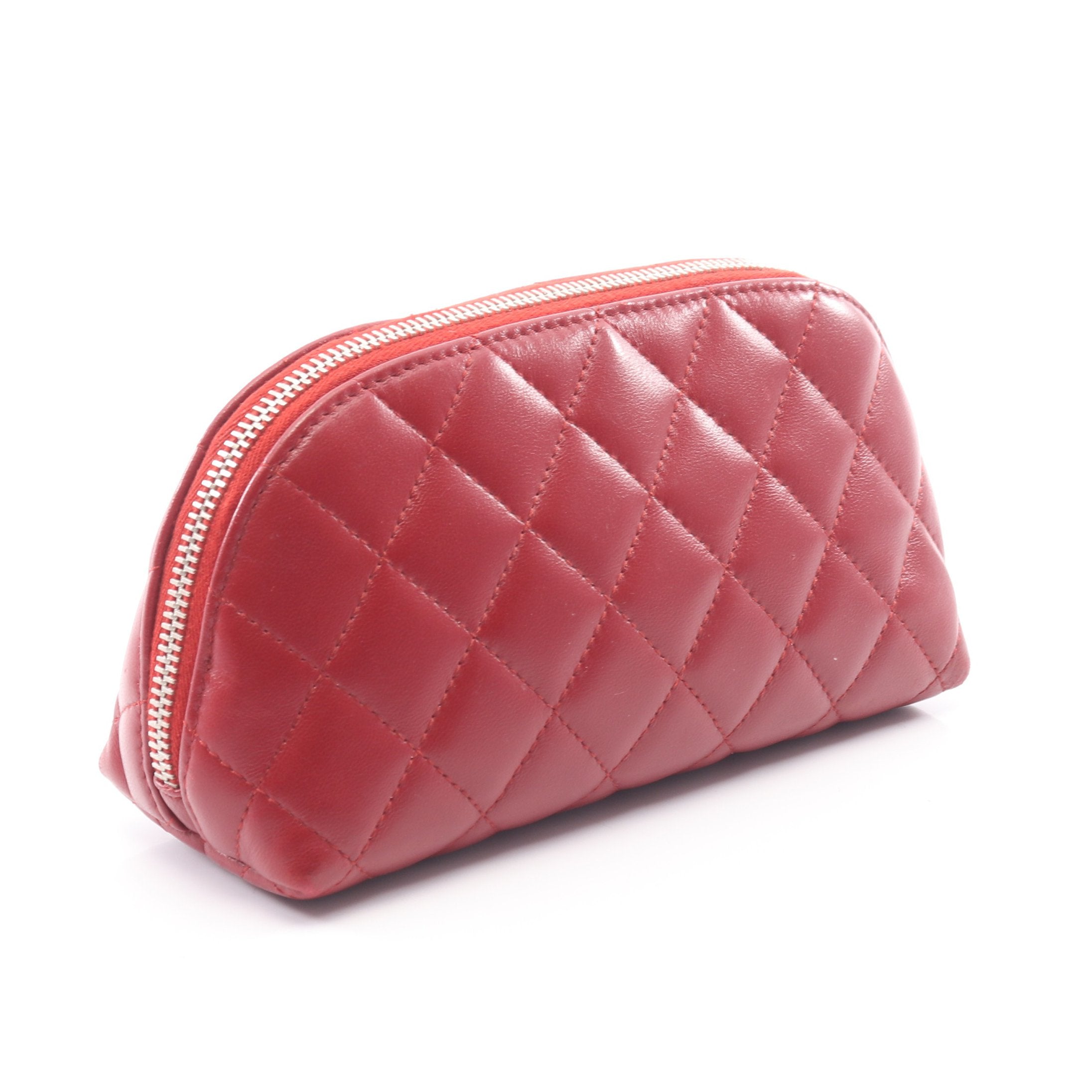 マトラッセ ポーチ ラムスキン レッド シルバー金具 シャネル – RECLO