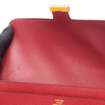 コンスタンスロング ルージュグレナ 二つ折り長財布 ヴォーエプソン レッド ゴールド金具 A刻印 エルメス 財布・小物 HERMES