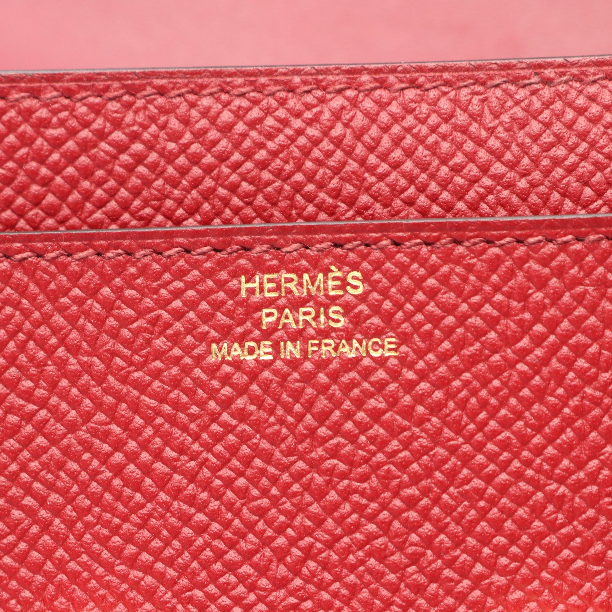 コンスタンスロング ルージュグレナ 二つ折り長財布 ヴォーエプソン レッド ゴールド金具 A刻印 エルメス 財布・小物 HERMES