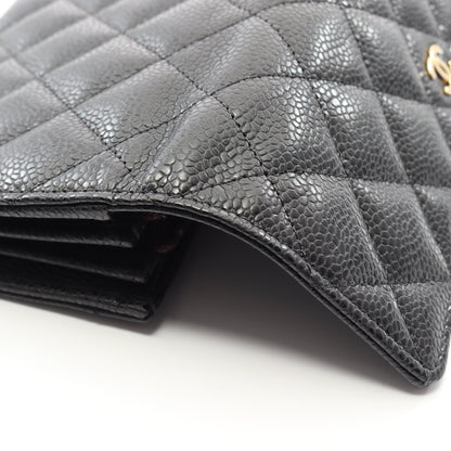 マトラッセ 二つ折り長財布 キャビアスキン ブラック ゴールド金具 シャネル 財布・小物 CHANEL