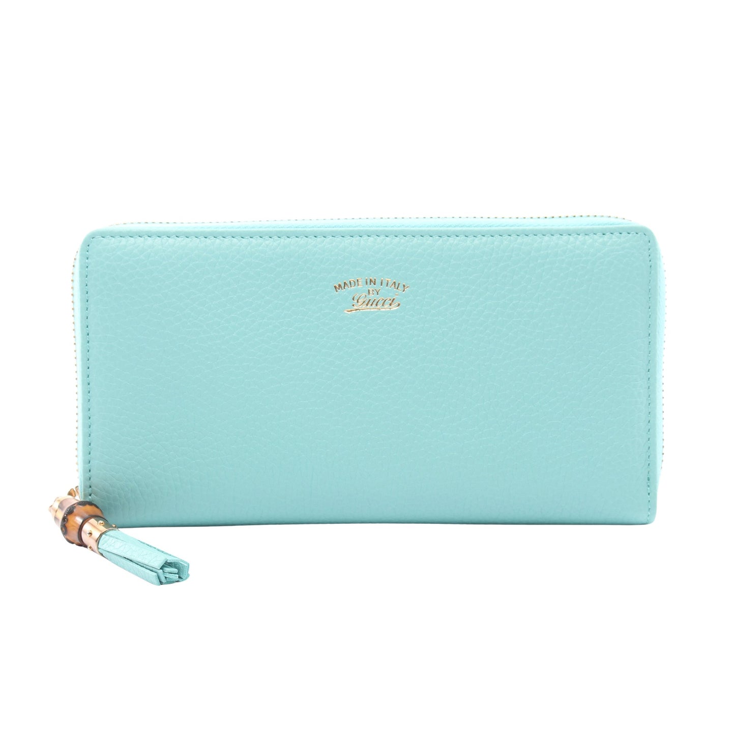 バンブー ラウンドファスナー長財布 レザー ターコイズブルー グッチ 財布・小物 GUCCI