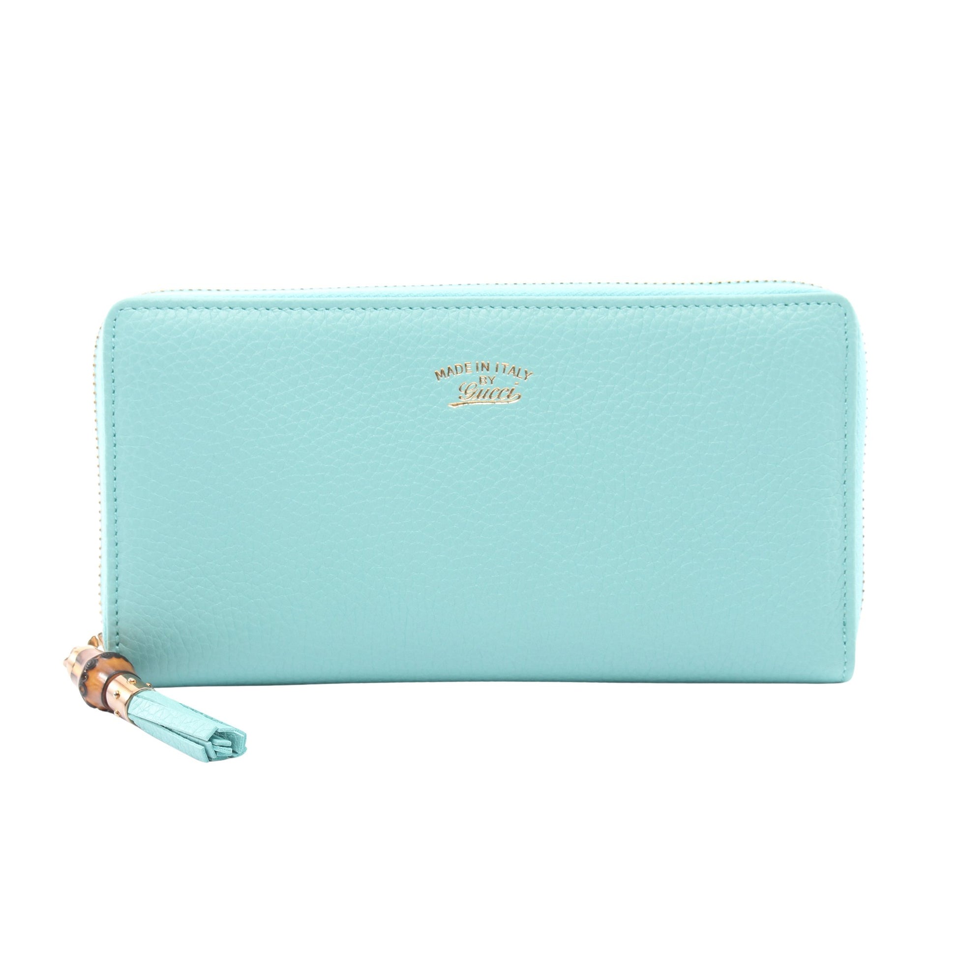 バンブー ラウンドファスナー長財布 レザー ターコイズブルー グッチ 財布・小物 GUCCI