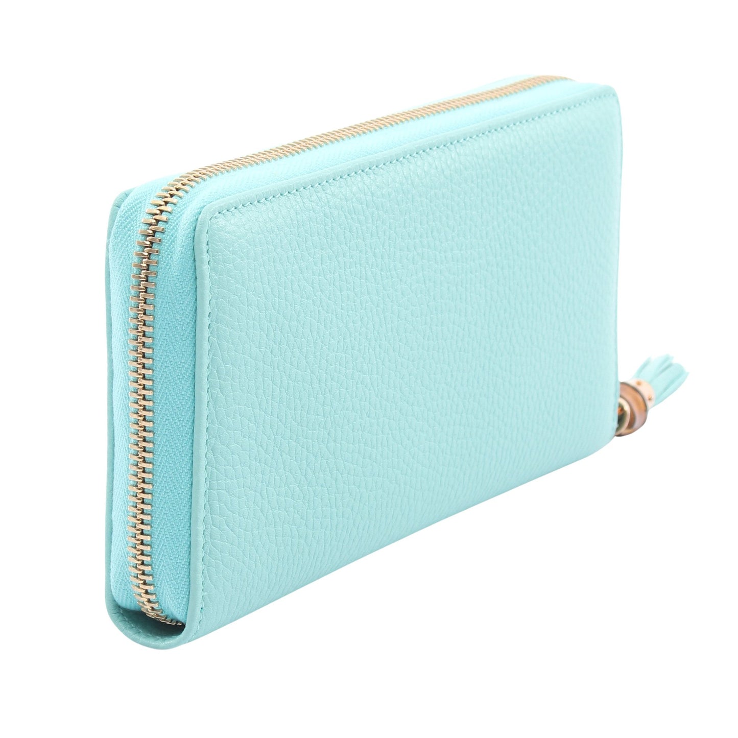 バンブー ラウンドファスナー長財布 レザー ターコイズブルー グッチ 財布・小物 GUCCI