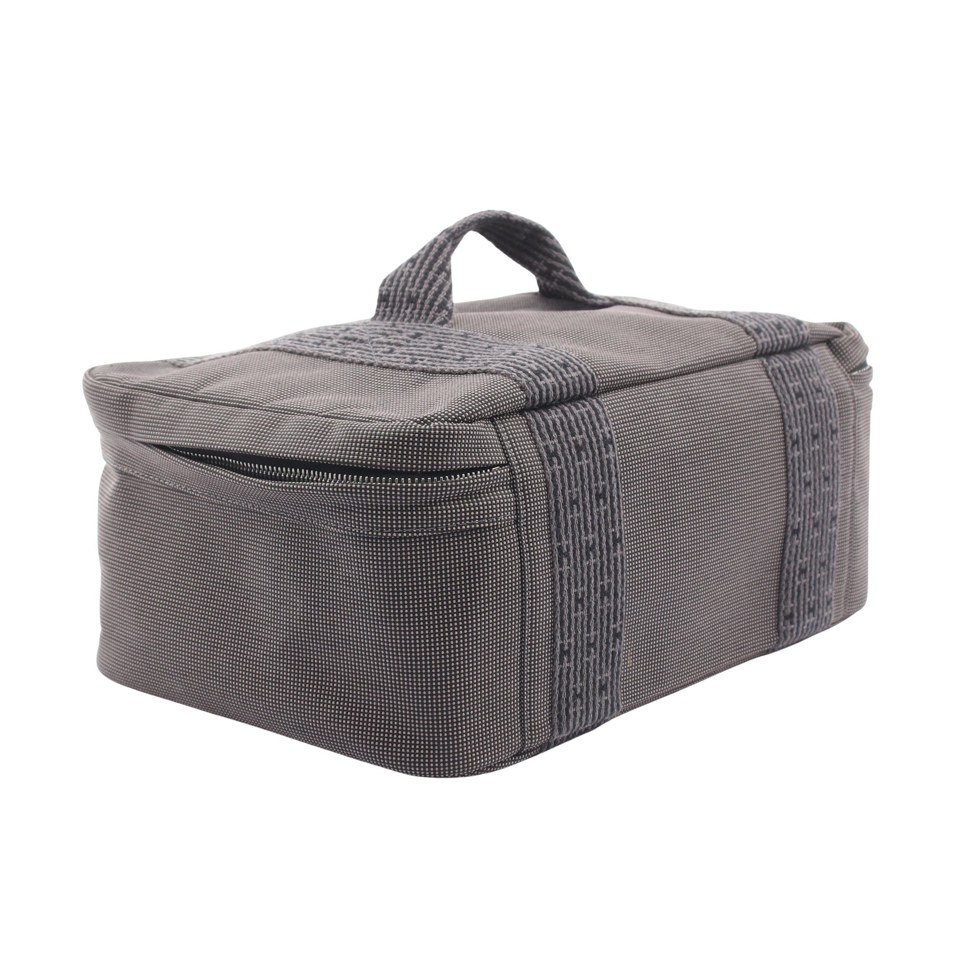 エールライン バニティバッグ ナイロンキャンバス ダークグレー シルバー金具 エルメス バッグ HERMES