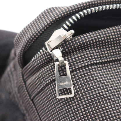 エールライン バニティバッグ ナイロンキャンバス ダークグレー シルバー金具 エルメス バッグ HERMES