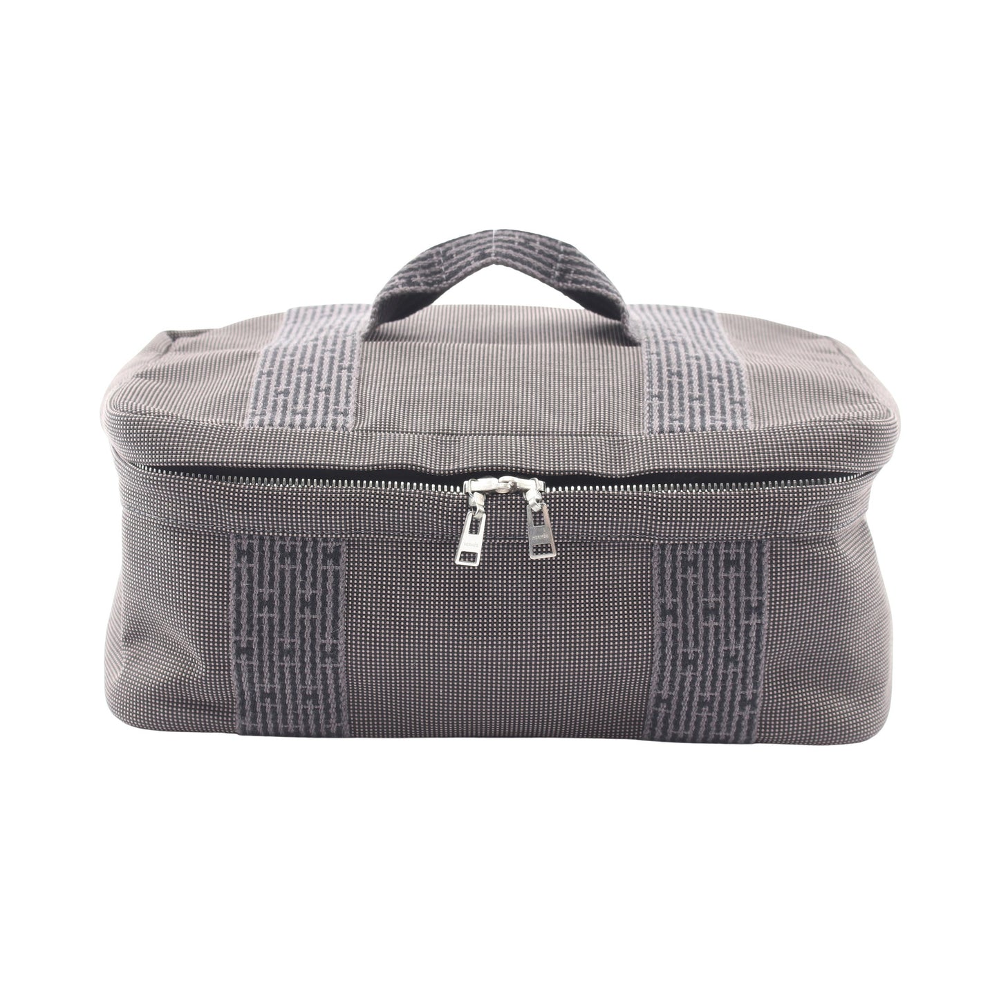 エールライン バニティバッグ ナイロンキャンバス ダークグレー シルバー金具 エルメス バッグ HERMES