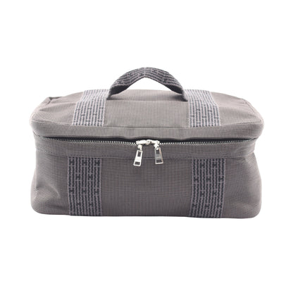 エールライン バニティバッグ ナイロンキャンバス ダークグレー シルバー金具 エルメス バッグ HERMES